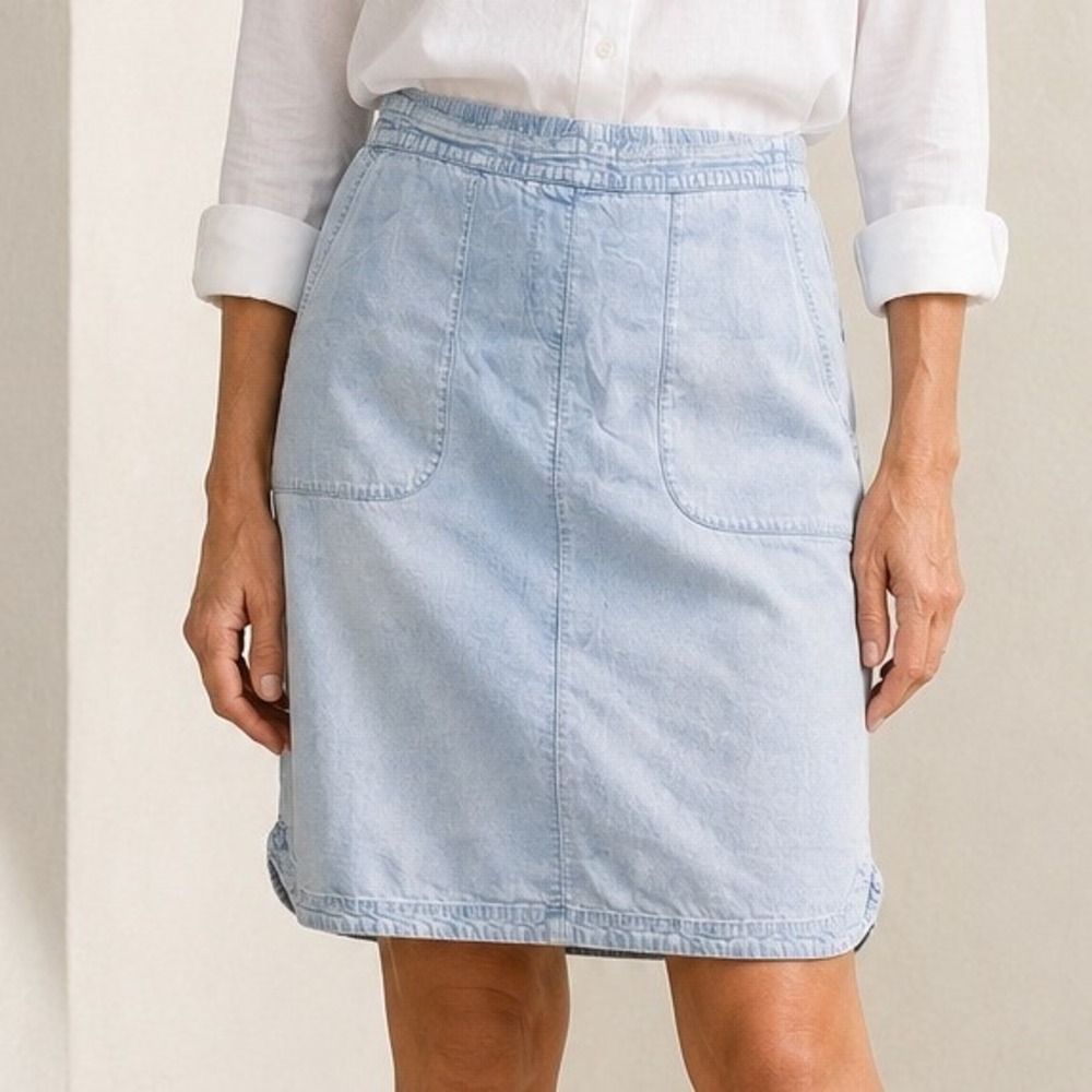 J. Jill Denim Womens Light Wash Tencel Linen Blend Pull On Skirt Blue Size M